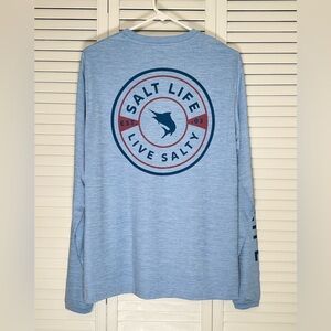Salt Life Men’s SLX Performance Shirt Long Sleeve Blue Live Salty NWOT Size S